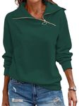 RANPHEE Sweatshirts for Women Dark Green Long Sleeve Fall Casual Loose Fit Tops Fashion Trendy Clothes Turtleneck Hoodies Activewear Running Jacket L