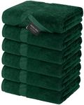 Canadian Linen Imperial Economy 6 Pack Hunter Green Hand Towels for Bathroom 16"x27" inches 100% Terry Cotton Thin Towels Lightweight Quick Dry Towel for Gym, Shower, Hotel, Bath and Spa