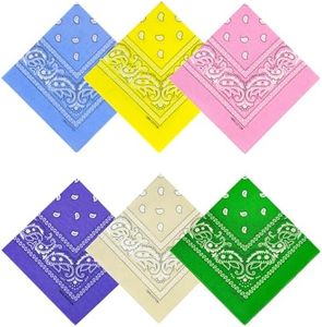 APIGANIZ 100% Cotton Bandanas, 21 x 21 inches, Set of 6 (Basic - Light Colors)
