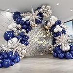 130pcs Navy Blue and Silver Balloon