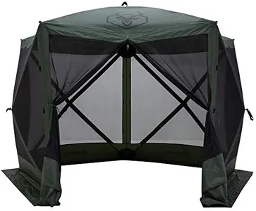 Gazelle GG500GR 4 Person 5 Sided Outdoor Portable Pop Up Water and UV Resistant Gazebo Screened Tent with Carry Bag and Stakes, Alpine Green