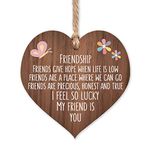 I’m lucky my friend is you | best friends wooden hanging heart | sentimental inspirational gift for cheer up women | friendship present uk | her girls woman