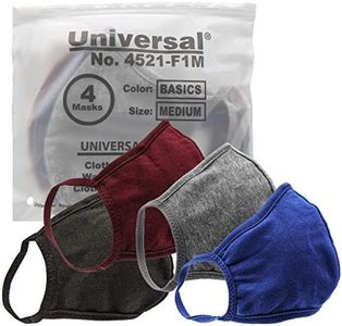 Universal Cloth Face Masks – Reusable Dust & Allergy Masks – 100% Cotton, 2 Layer, Washable, for Teens & Adults – Protects from Dust, Pollen, Pet Dander & More (Basics, Medium- Pack of 4)