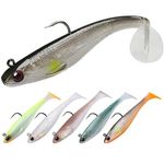 TRUSCEND Power Soft Fishing Lures Pre-Rigged BKK Hook, Japan Formula, Slow Sinking, Swimming, Jerking, Freshwater or Saltwater Swimmer for Bass Trout Pike Fishing, B-2.8in,6PCS