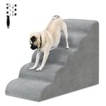 5 Steps Dog Ramp/Stairs for Beds and Couches,MOOACE Pet Stairs with High Density Expand Immediately Foam, Washable Cover and Pet Hair Remover Roller - Reduce Stress on Pet Joints/Easy to Walk