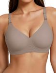 Showyoo Womens Wireless Jelly Bras Full Coverage Seamless Bralette V Neck Supportive Grey Bras Push Up Everyday Bras