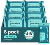 goodwipes Flushable Wipes Bulk Pack, Shea-Coco Adult Wet Wipes for Women & Men, Sewer & Septic Safe, Toilet & Bathroom Essentials, Extra Large, 418 Count (8 Packs and 1 Travel Pack)