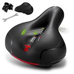 Comfortable Bike Seat for Men Women with Dual Shock Absorbing Ball Waterproof Wide Bicycle Saddle Fit for Most Standard Post