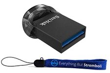 SanDisk 256GB Ultra Fit USB 3.1 Flash Drive Low Profile (SDCZ430-256G-G46) High Speed Memory Pen Drive Bundle with 1 Everything But Stromboli Lanyard