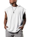 Gym Vests Mens Tank Tops Sleeveless Hoodie Basketball T Shirts Muscle Fit Bodybuilding Boxing Clothes White XL