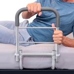 Vive Bed Rail - Compact Assist Railing for Elderly Seniors, Handicap, Kids - Standing Bar Handle with Fall Prevention Guard - Adjustable Bedrail Cane fits King, Queen, Full, Twin - Stability Grab Bar