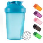 Shaker Bottle For Protein Powder Mixed Plastic Workout Water Bottle 400 ml with Mixball Non-Leak Cap Shaker Cups for Fitness Sports Gym Supplement Drinks Bottles (Blue)