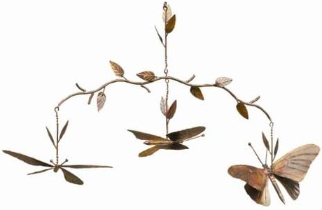 Ancient Graffiti Butterfly Branch Mobile, Flamed Copper