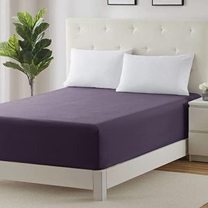 Clara Clark Deep Pocket Queen Fitted Sheet Fits up to 21 Inch Mattress - Super Soft Queen Fitted Sheet Only, Fade, Stain Resistant - Purple Eggplant Fitted Sheet Queen Size,