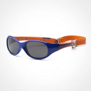 REAL SHADES Explorer Unbreakable Kids Sunglasses 100% UV Protection and Shatterproof Lens with Adjustable Strap for Boys and Girls, Navy/Orange, Toddler 2+