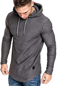 Lexiart Mens Fashion Athletic Hoodies Sport Sweatshirt Solid Color Fleece Pullover, Dark Grey, Large