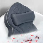 Poemland Extra Thick Large Bath Pillow with Neck,Back,Head Support for Bathtub, Spa, Soaking Gray(19''x15'')