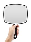 OMIRO Hand Mirror, Black Handheld Mirror with Handle for Makeup, Hairdressing (6.3" W x 9.6" L)