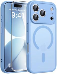 FNTCASE for iPhone 17 Pro Case: Translucent Light Blue Slim Cases Compatible with MagSafe, Full Camera Protection & Tempered Glass Protector, 14FT Military Grade Drop Tested, Matte Skin-Friendly Cover