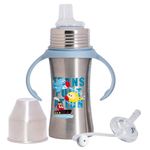 Adore Twilight 2 Stage Stainless Steel Spout and Weighted Straw Sipper with Twin Handle - Spill Proof Spout Sippy Cup with Ergonomic Design for Toddlers - 250ml (Transportation)