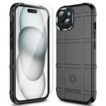 LABILUS Rugged Shield 8ft Drop Proof TPU Thick Armor Tactical Protective Case Compatible with iPhone 15 (6.1 inches) - Dark Black