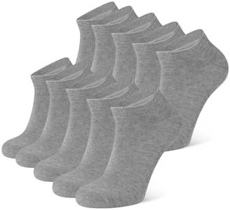 CLOSEMATE 10 Pairs Ankle Socks for Men Women Cotton Comfortable Non Slip Low Cut for Casual(10Grey, Size M)