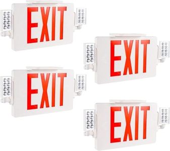 Gruenlich LED Combo Emergency EXIT Sign with 2 Adjustable Head Lights and Double Face, Back Up Batteries- US Standard Red Letter Emergency Exit Lighting, UL 924 Qualified, 120-277 Voltage, 4-Pack