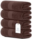 Luxury Brown Bath Towels Extra Large | 100% Soft Cotton 700 GSM Thick 2Ply Absorbent Quick Dry Hotel Bathroom Towel | 27x54 Inch | Brown | Set of 4