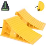 Homeon Wheels RV Camper Large Wheel Chocks with Handle and Rope for Safety-Car Chocks, Tire Chocks, Trailer Solid Heavy Duty Wheel Chocks-2 Packs.(Yellow)