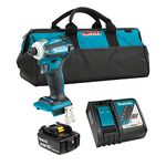 Makita DTD172RTX1 18V LXT Brushless Cordless 1/4" Variable 4-Speed Impact Driver Kit with Battery (5.0 Ah), Rapid Charger & Tool Bag