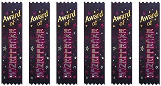 Beistle VP008 Award of Excellence Value Ribbons, 11/2 by 61/4-Inch, 30-Pack