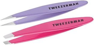 Tweezerman Mini Slant and Point Tip Tweezer - Tweezers Set for Eyebrows, Facial Hair, Ingrown Hairs