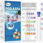 Pawfly 7 in 1 Pool Test Strips, Pool Spa and Hot Tub Test Strips, 150 Quick and Accurate Strips, Pool Water Testing Kit for pH Free Chlorine Total Chlorine Hardness Bromine Cyanuric Acid & Alkalinity