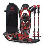 G2 25 Inches Red Light Weight Snowshoes for Women Men Youth, Set with Trekking Poles, Tote Bag, Special EVA Padded Ratchet Binding, Heel Lift, Toe Box