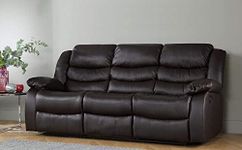 DProT Recliner Sofa Leather bonded Reclining Lazyboy Sofa Suite Sofas Chair 3 2 or 1 Colour Brown (3 Seater Sofa)