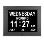 Extra Large Day Date Time Digital Day of Week Clock 8 Alarm Option for Seniors Elderly with Impaired Vision Memory Loss Demenita Clocks