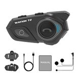 YANGZY Motorcycle Helmet Bluetooth Headset, Motorcycle Helmet Intercoms 2-Way 30M BT Headset Noise Reduction Headphone IP67 Waterproof Support Hands-Free Calls Auto-Answer(Button Microphone)