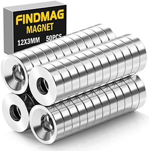 FINDMAG 50Pack Small Magnets Neodymium Magnets with Hole, Round Base Permanent Rare Earth Magnets Heavy Duty Disc Magnets for Tool, Home, Workplace etc.