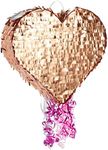 Sparkle and Bash Pull String Heart Pinata for Birthday Party, Rose Gold Foil Decorations (15.7 x 13 x 3 In, Small)