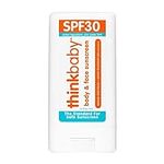 Thinkbaby SPF 30 Sunscreen Stick – Safe, Natural, Water Resistant Sun Cream for Babies, Kids & Adults – Vegan, Mineral UVA/UVB Sun Protection – Reef Friendly Travel Stick, 0.64oz