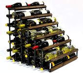 Double Depth 54 Bottle Dark Oak Stained Wood and galvanised Metal Wine Rack Ready Assembled