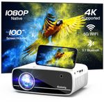 4K Projector with 5G Wifi and Bluetooth, 15000L Portable Outdoor Movie Projector with Screen, Native 1080P Mini Projector Compatible with TV Stick, Video Games, HDMI, USB, Smartphone