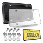 Aootf License Plate Protector-2020 New Flat Clear Novelty Plate Cover with Silicone License Plate Frame for Car Tag, Unbreakable Cover to Protect Front or Back License Plate with Screws,Caps