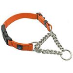 Max and Neo Stainless Steel Chain Martingale Collar - We Donate to a Dog Rescue for Every Collar Sold (Large, Orange)