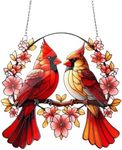 BDHRKTE Acrylic Window Hanging Cardinal Suncatcher Decor,Red Bird Suncatcher Panel Outdoor Wall Art Stained Panel Hangings Gift for Home Garden Ornament for Birds Lover