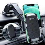 Humixx Car Phone Mount, Upgrade Dual Release Button Phone Holder for Car Dashboard Air Vent Windshield, 360 ° rotatable Long Arm Strong Suction Cell Phone Holder for iPhone 12/11 pro/XS/XR/X