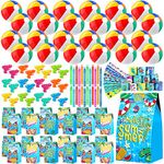 Pool Party Favors and Beach Party Favors - 120 PCS Party Bag Stuffers for Kids Including Beach Balls, Kids Sunglasses Bulk, Bubble Wands, and More for Beach Pool Party Favors, Birthday Party Supplies