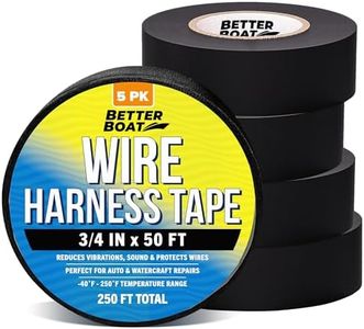 Better Boat 5pk Wire Harness Tape, Heat Resistant Loom Fabric Wrap, High-Temperature Cloth Electrical Wiring, 3/4" x 50ft, Marine and Automotive Felt