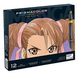 PRISMACOLOR 1759444 Premier Double-Ended Art Markers, Fine and Chisel Tip, Manga Colors, 12-Count