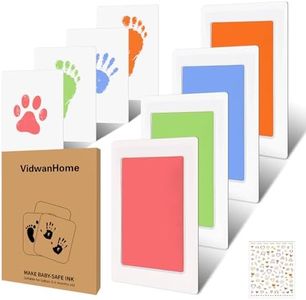 Baby Hand and Footprint Kit 4pc– Inkless Clean Touch Ink Pad for Keepsake Footprints, Paw Prints, Mess-Free Ink Pad for Newborns and Pets with 16 White Cards（Candy）